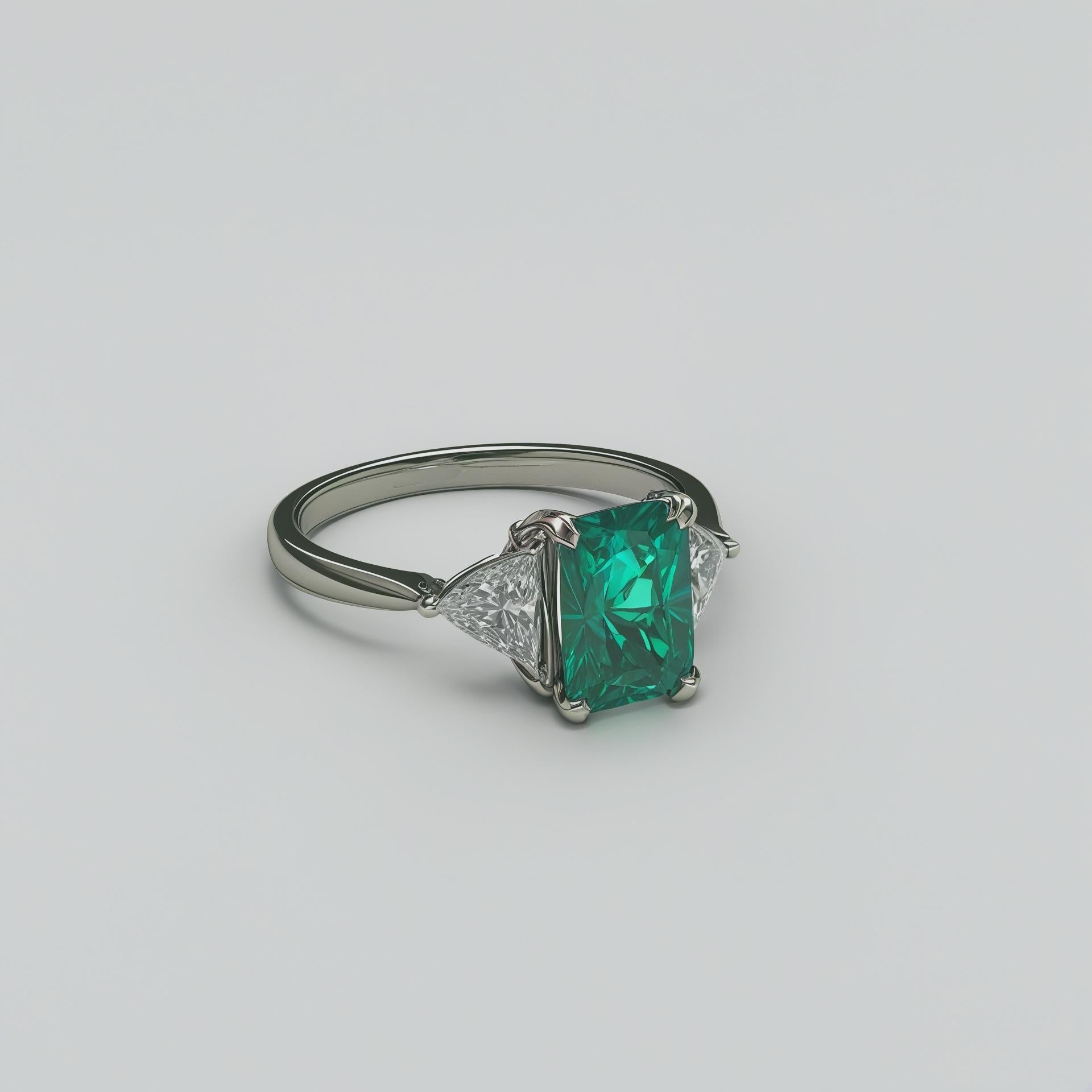 Anello in oro 14K realizzato a mano con uno smeraldo colombiano naturale da 0,90 carati e trilioni di diamanti da 0,55 carati. Eleganza, senza tempo e gemme autentiche certificate.
Un capolavoro di artigianato e rarità.
Questo splendido anello con