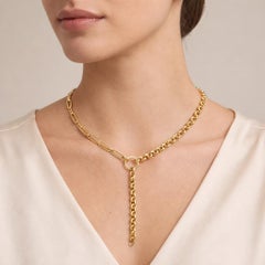 14K Gold Convertible Paperclip & Round Link Chain Necklace