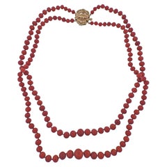 14k Gold Coral Bead Necklace