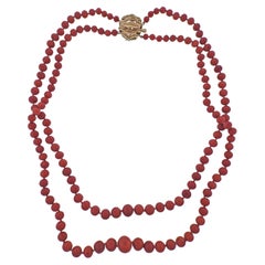 Collier de perles de corail en or 14k