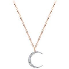 14K Gold Crescent Halbmond Diamant Halskette