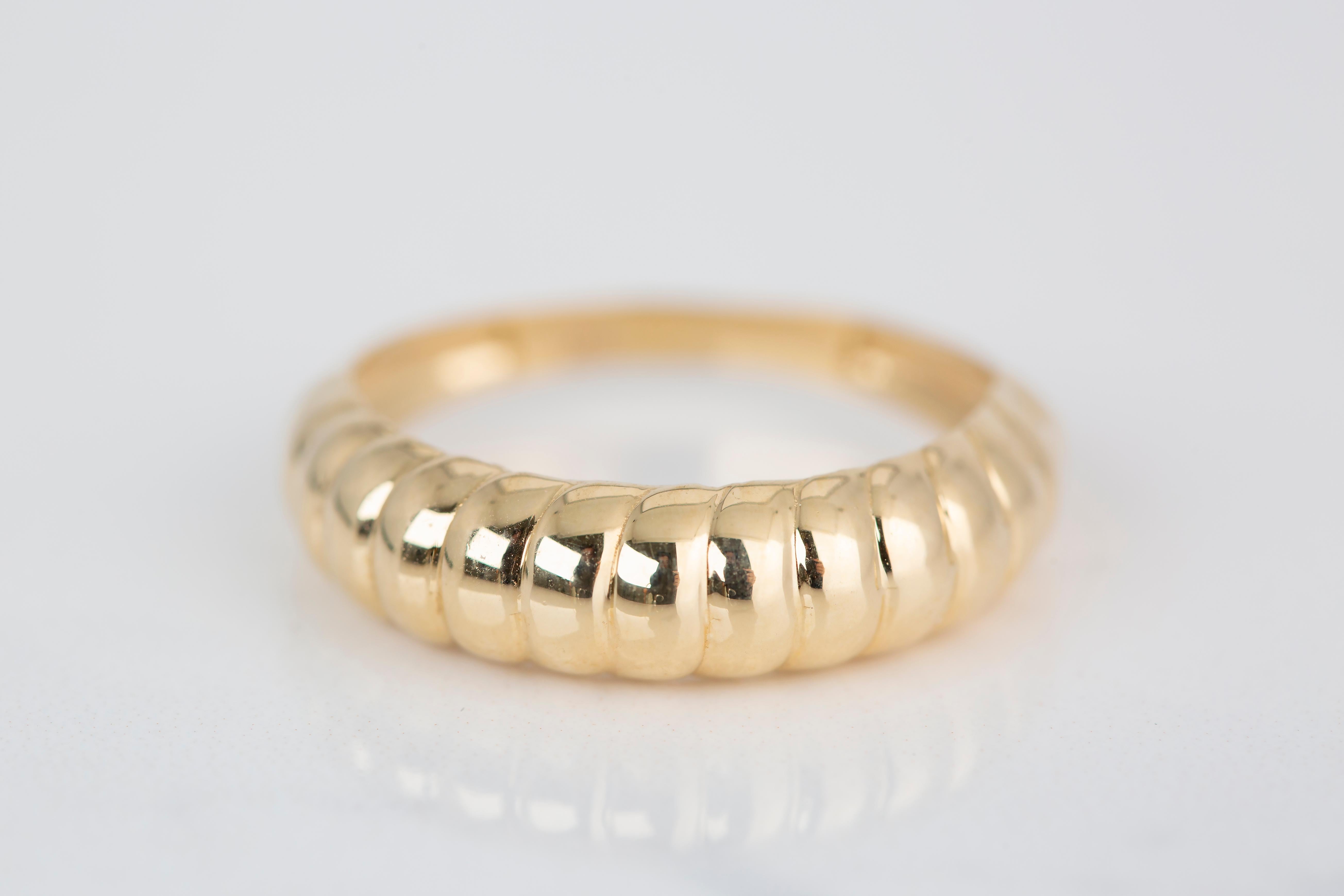 For Sale:  14K Gold Croissant Ring, Half Croissant Ring, Dome Ring 2