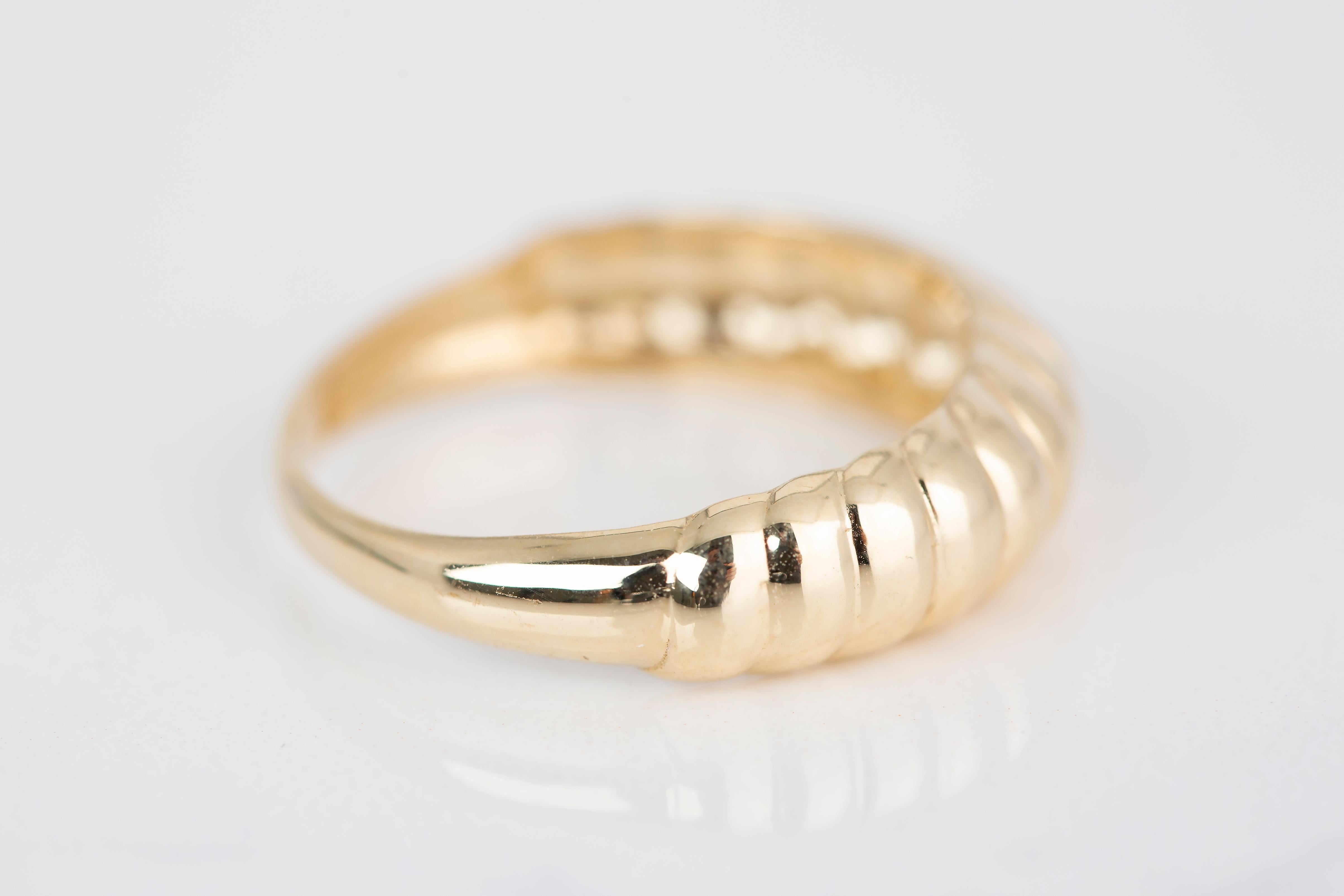 For Sale:  14K Gold Croissant Ring, Half Croissant Ring, Dome Ring 3