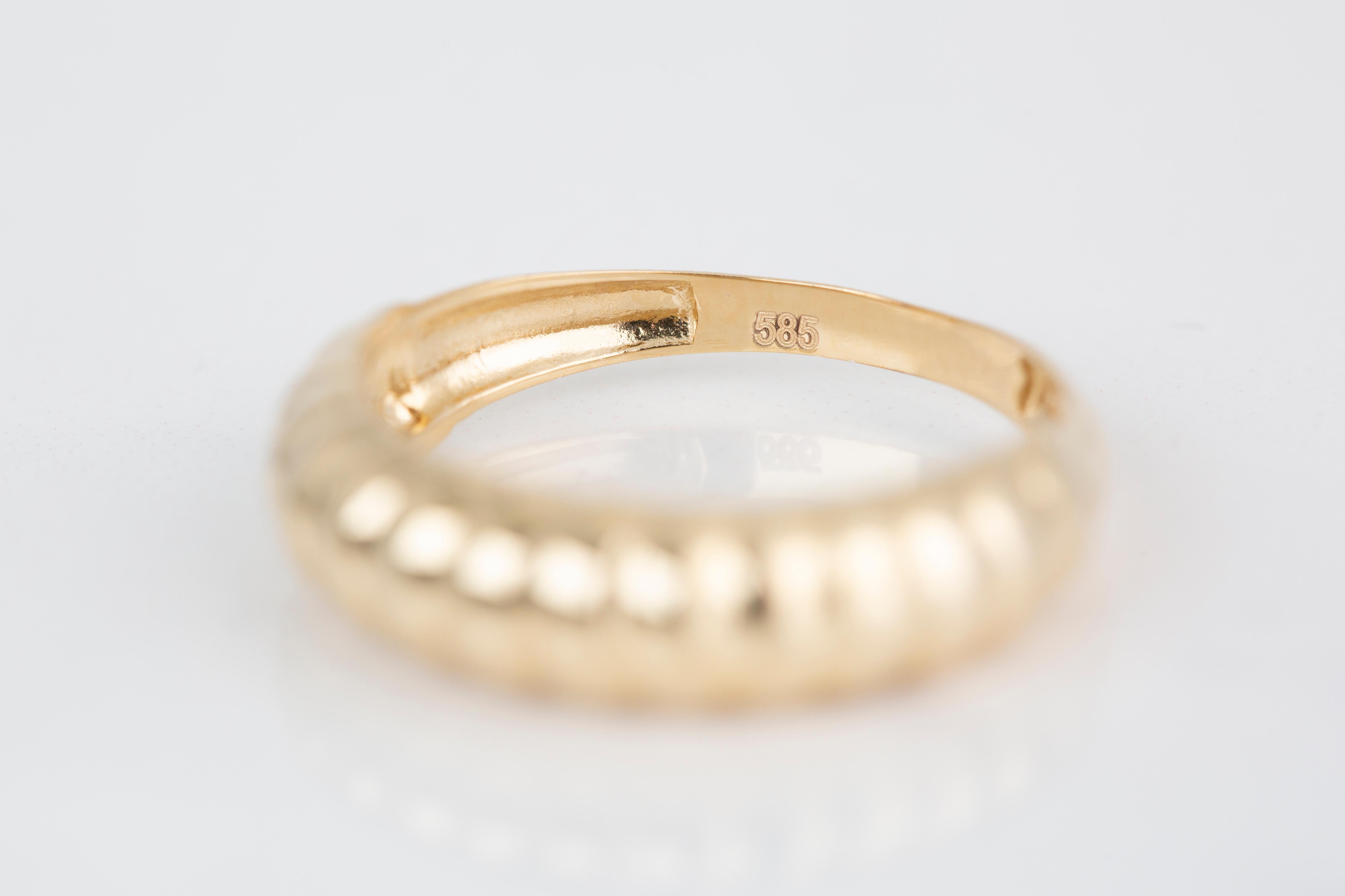 For Sale:  14K Gold Croissant Ring, Half Croissant Ring, Dome Ring 4