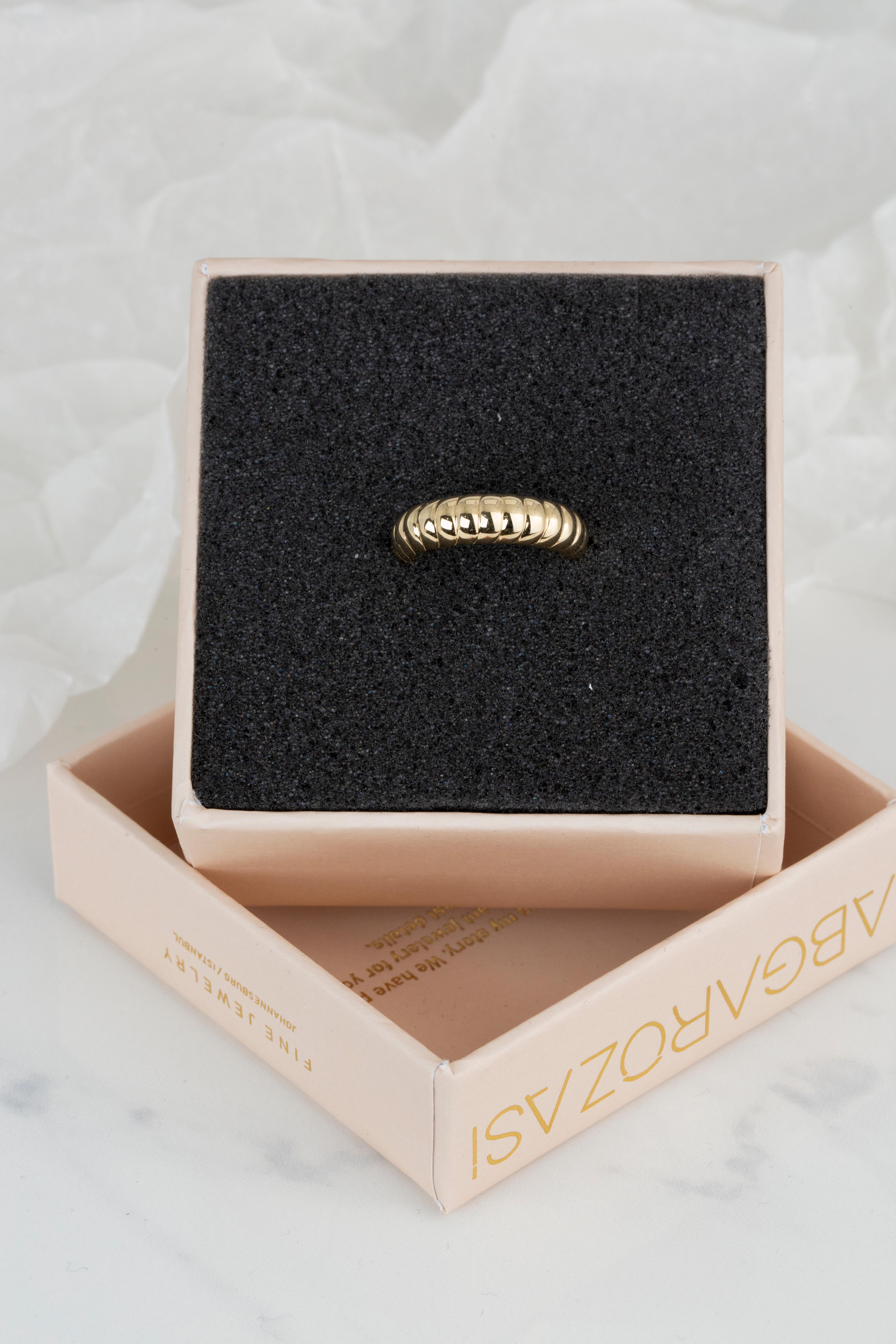 For Sale:  14K Gold Croissant Ring, Half Croissant Ring, Dome Ring 5