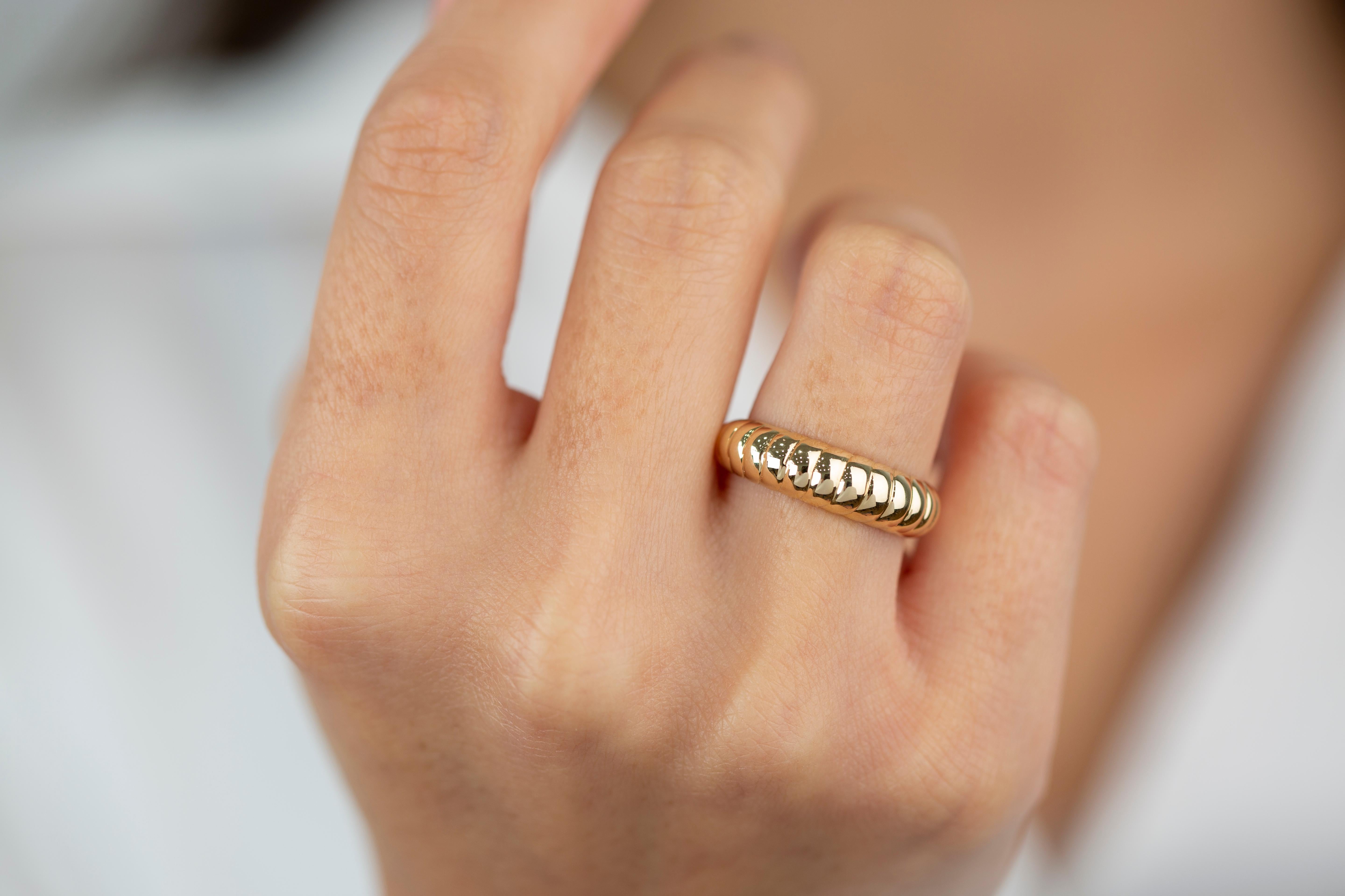 For Sale:  14K Gold Croissant Ring, Half Croissant Ring, Dome Ring 6