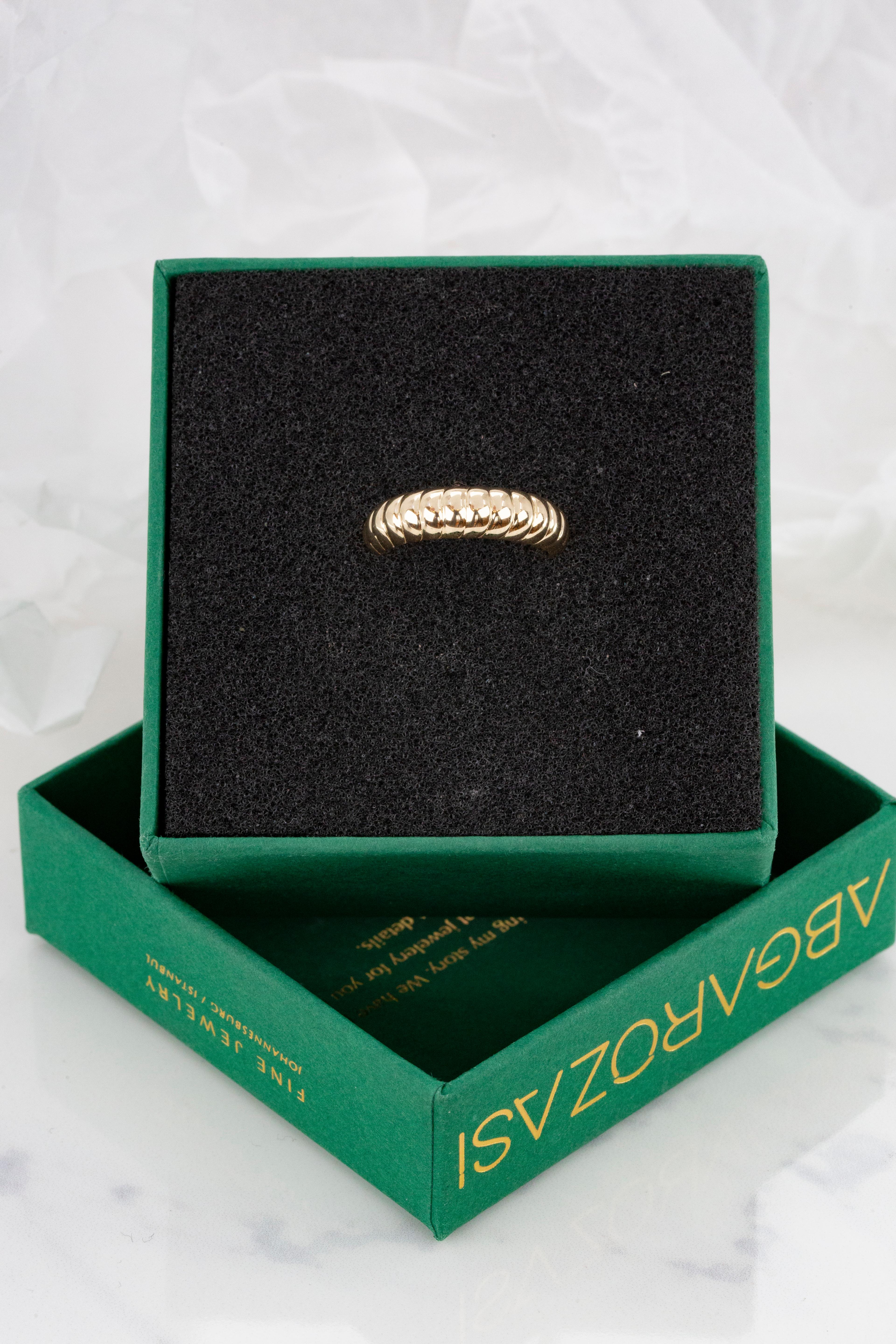 For Sale:  14K Gold Croissant Ring, Half Croissant Ring, Dome Ring 8