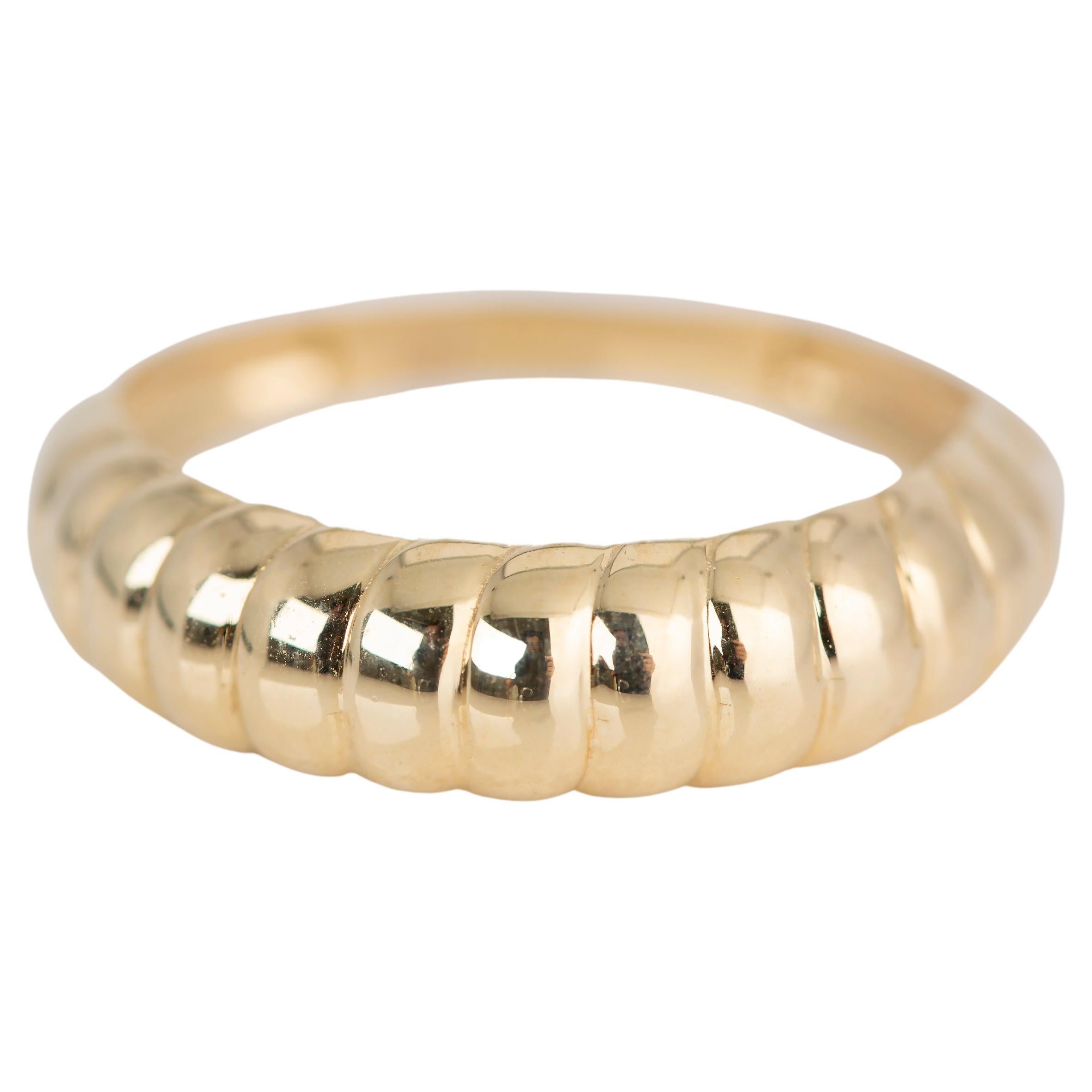 For Sale:  14K Gold Croissant Ring, Half Croissant Ring, Dome Ring