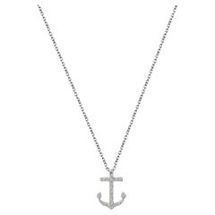 Used 14K Gold Cross Anchor Necklace Sea Life Diamond Pendant Ocean Necklace
