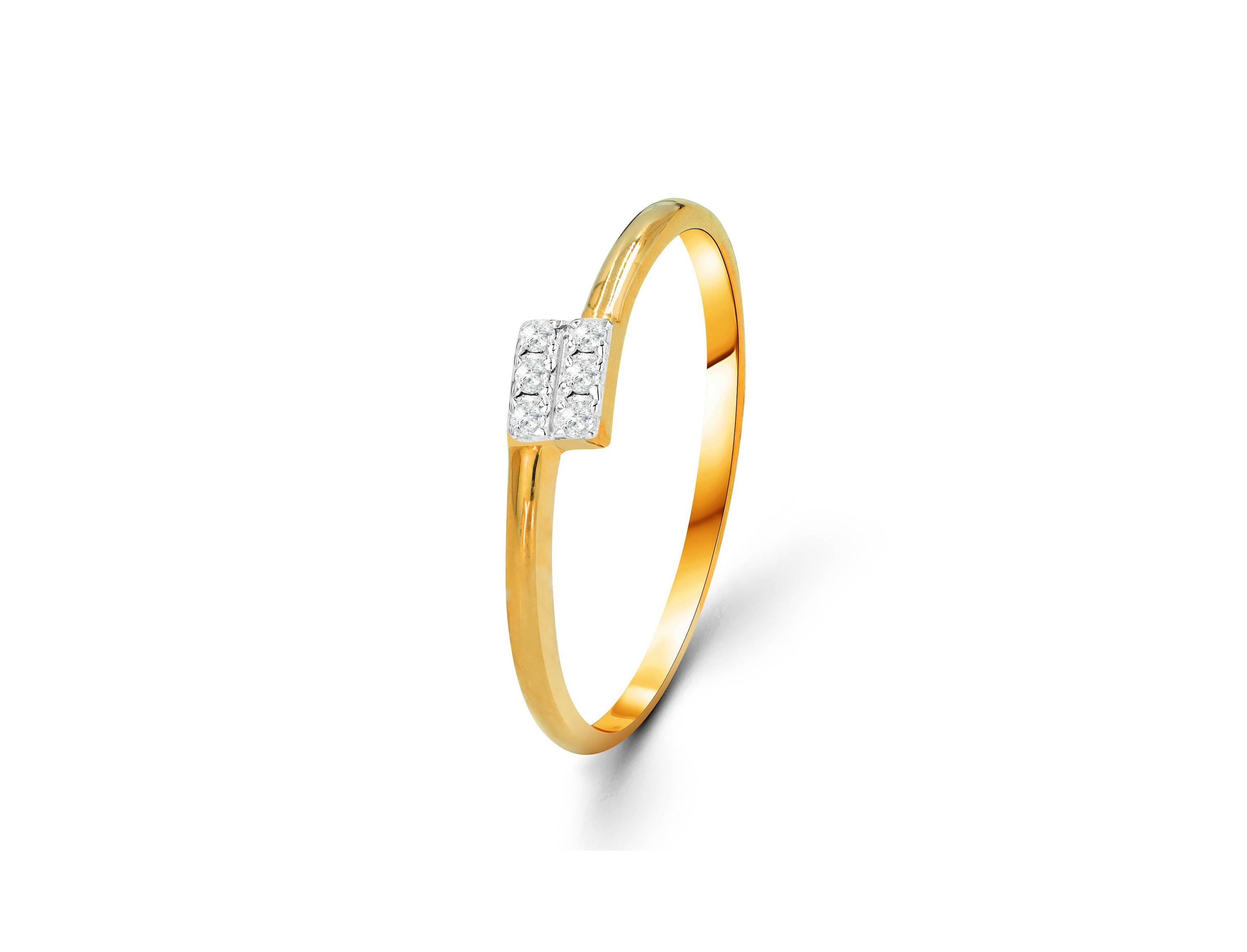 For Sale:  14k Gold Cross Diamond Ring Stacking Ring Minimalist Diamond Ring 2