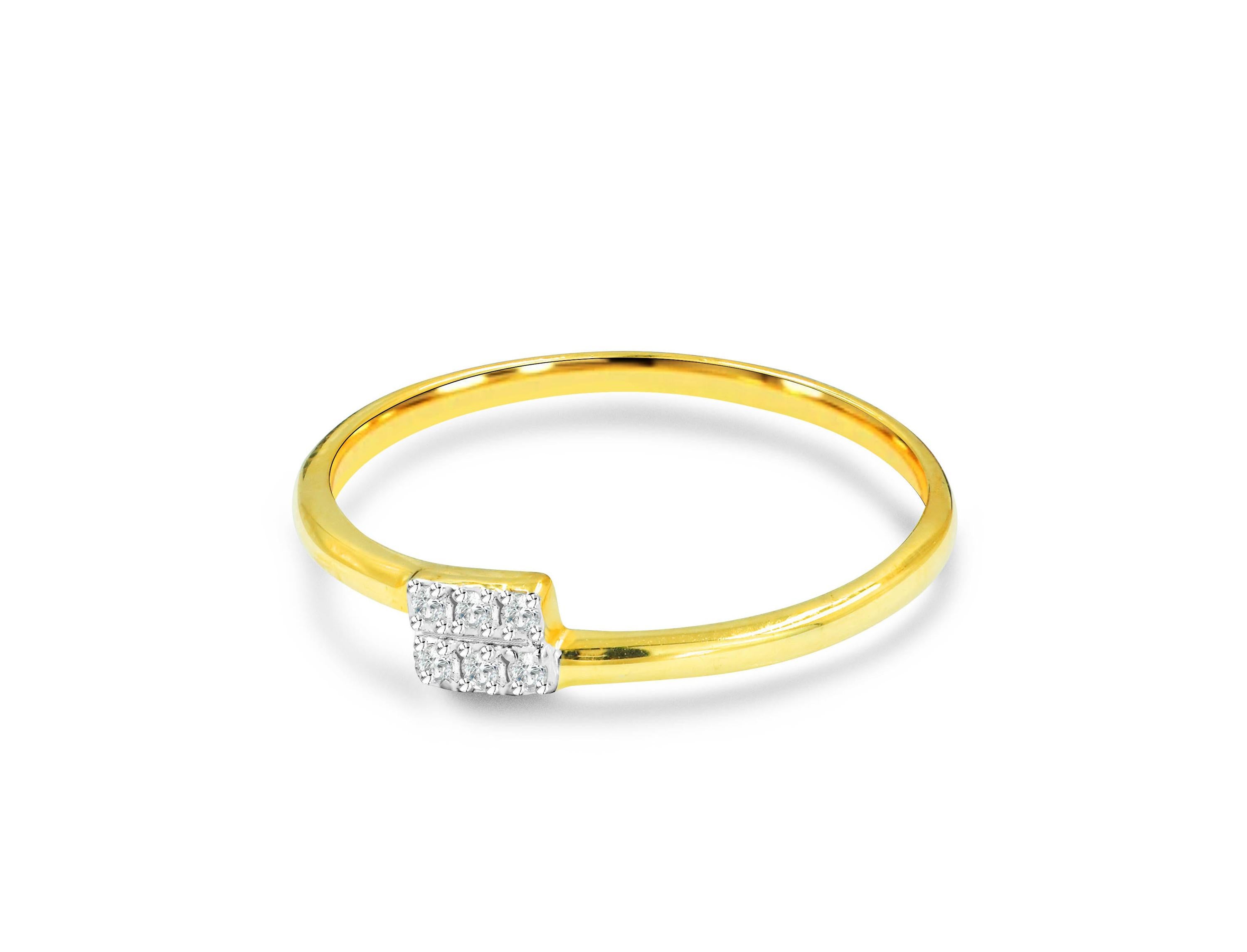 For Sale:  14k Gold Cross Diamond Ring Stacking Ring Minimalist Diamond Ring 5
