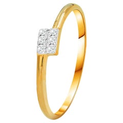 14k Gold Cross Diamond Ring Stacking Ring Minimalist Diamond Ring