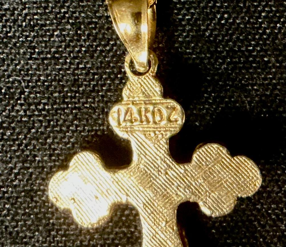 Modern 14K Gold Cross Pendant For Sale