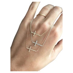 14k Gold Natural Diamond Cross Pendant With 18 Inch Chain. 14k Gold Natural Diamond Cross Pendant With 18 Inch Chain.