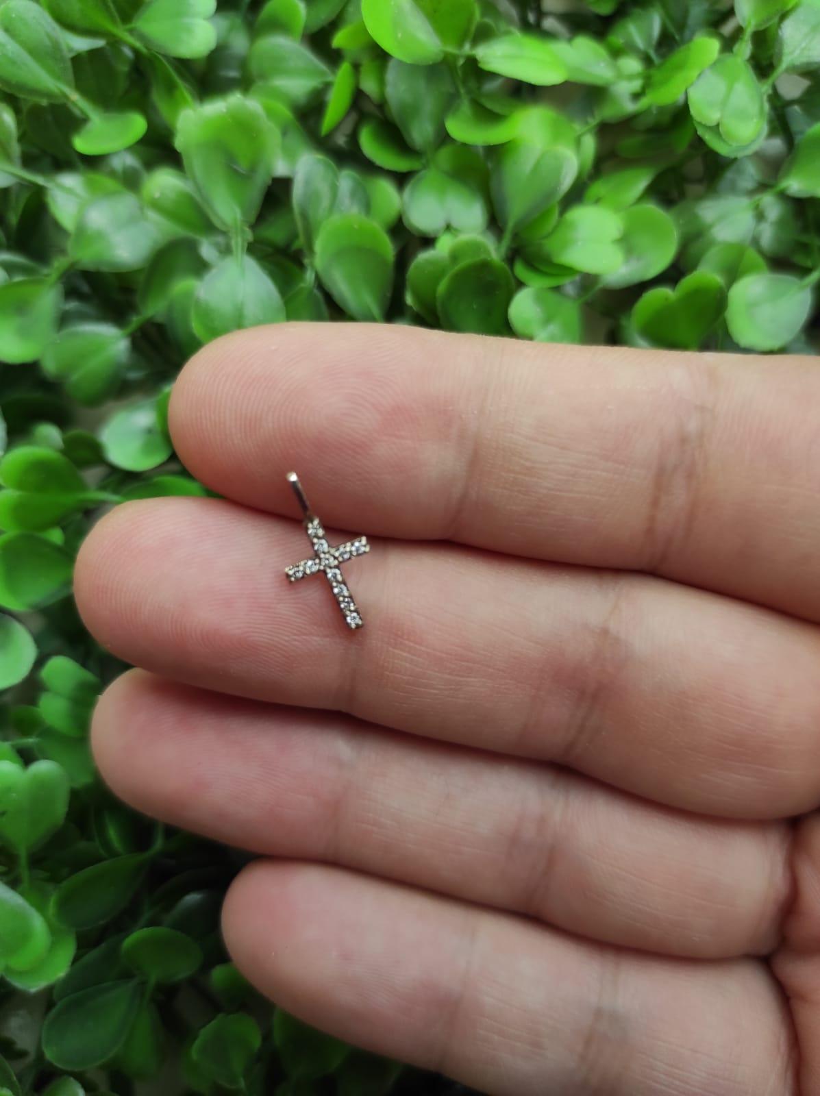 Modern 14k Gold cross pendant with diamonds For Sale