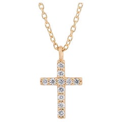 Colgante cruz de oro 14k con diamantes