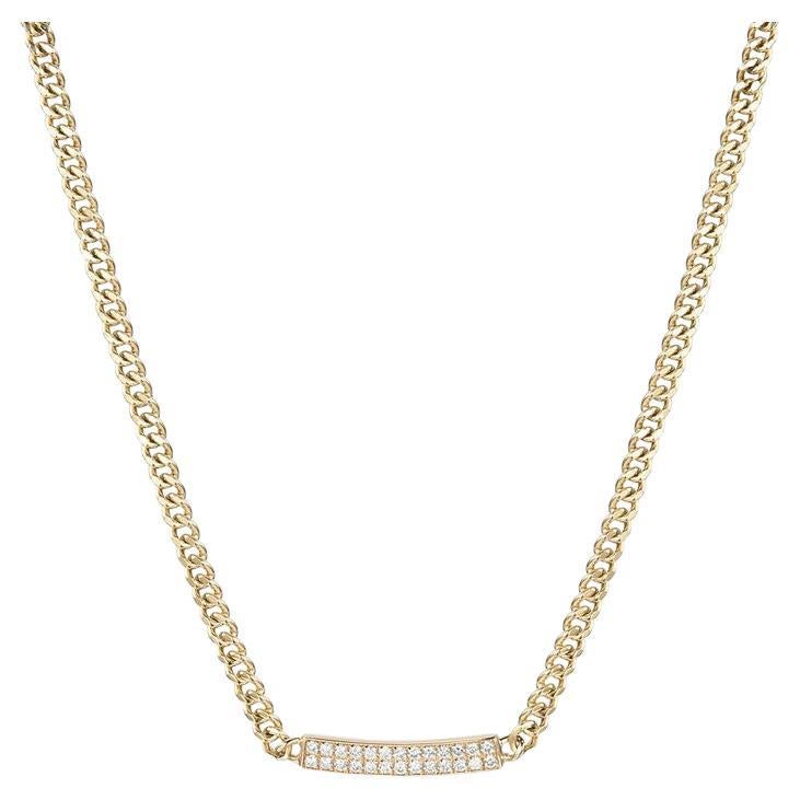 Bar Pave Round Diamond 14K Yellow Gold Bracelet