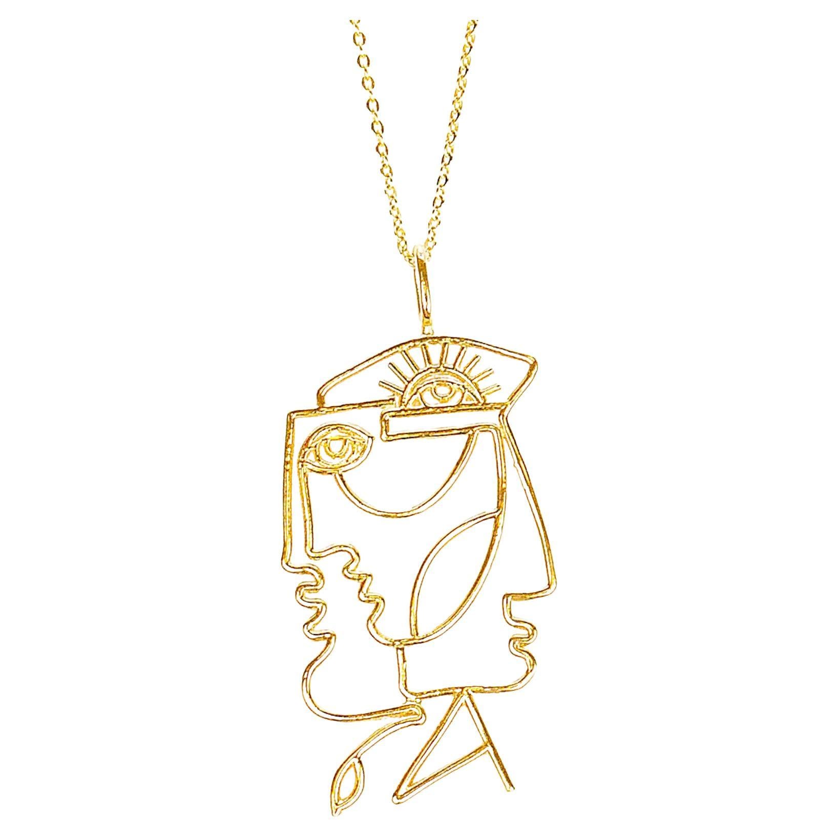 14K Gold Myosotis-Halskette mit Anhänger, inspiriert von Laurent