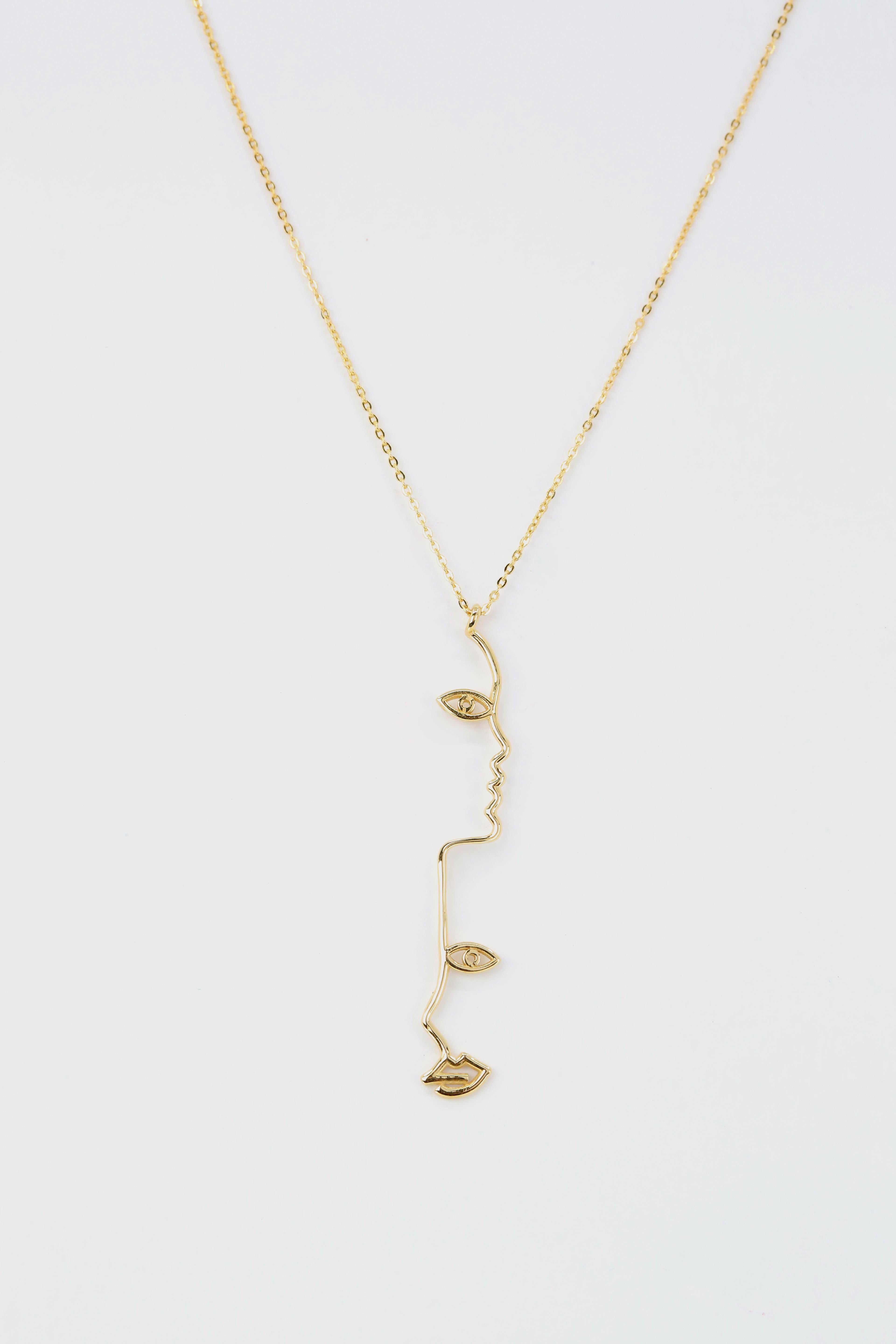 Modern 14K Gold Cubic Face Charm Necklace For Sale