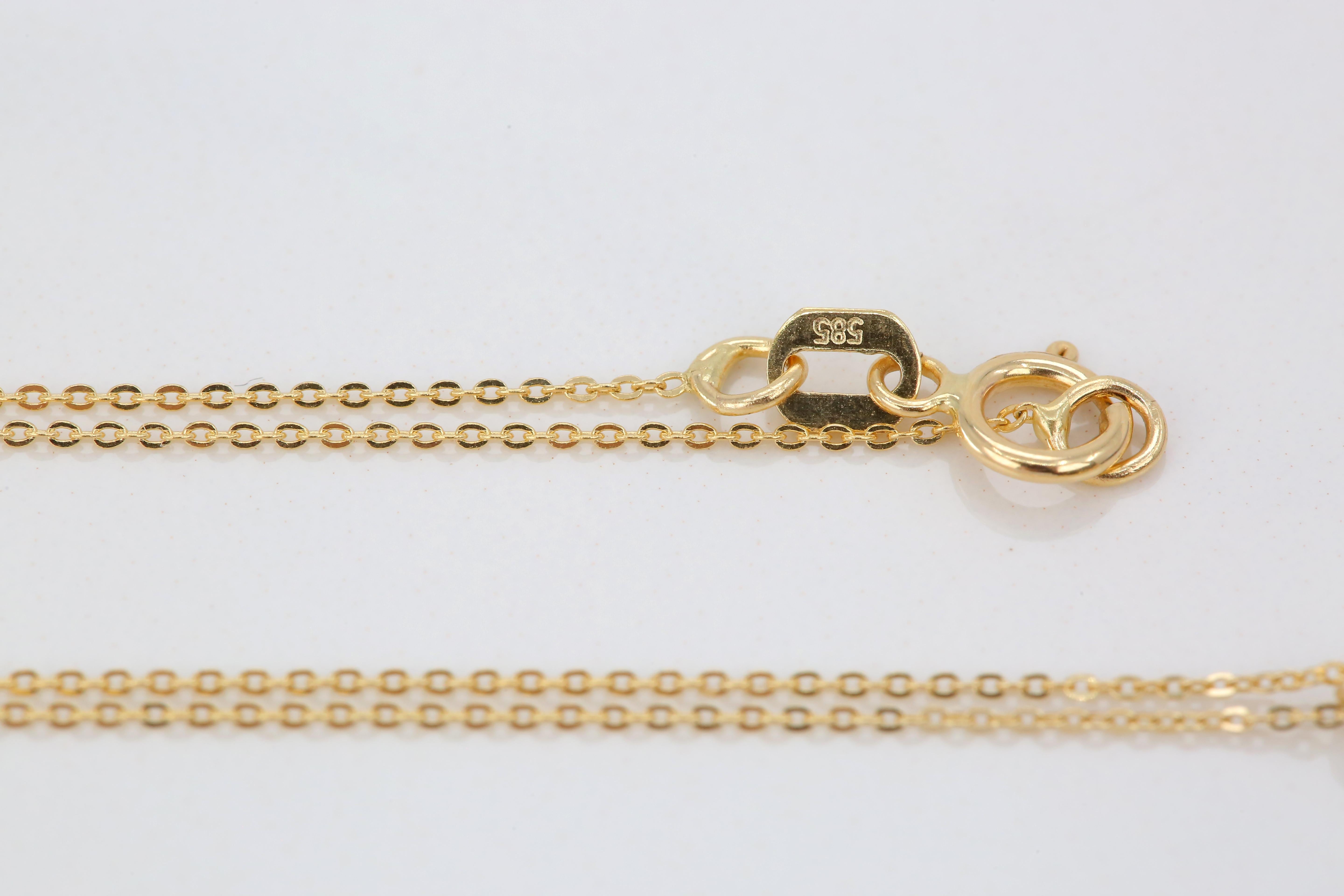 Women's or Men's 14K Gold Cubic Face Charm Necklace For Sale