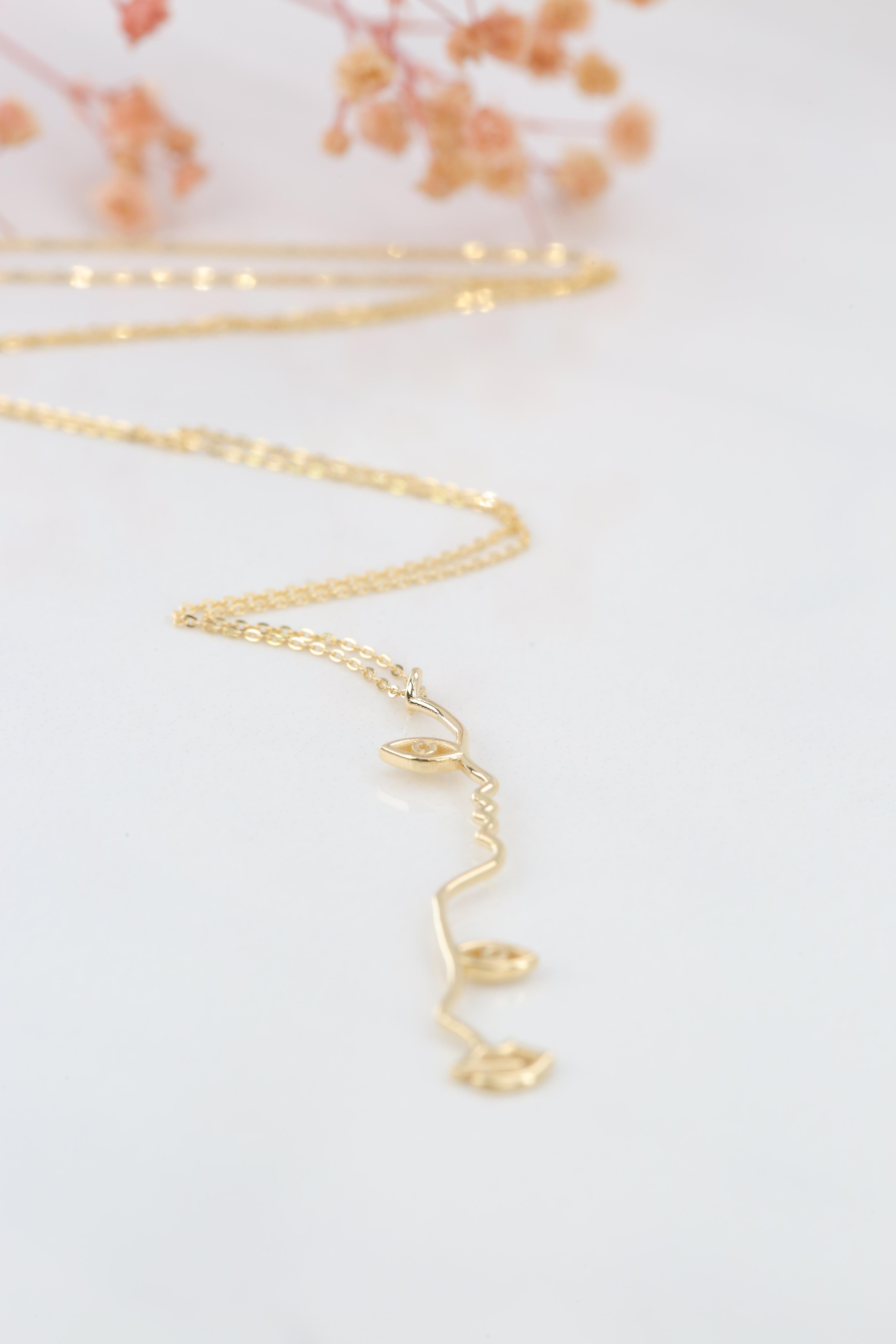 14K Gold Cubic Face Charm Necklace For Sale 3