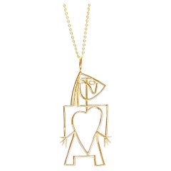 14K Gold Cubic Heart of Woman Charm, Inspired by Picasso