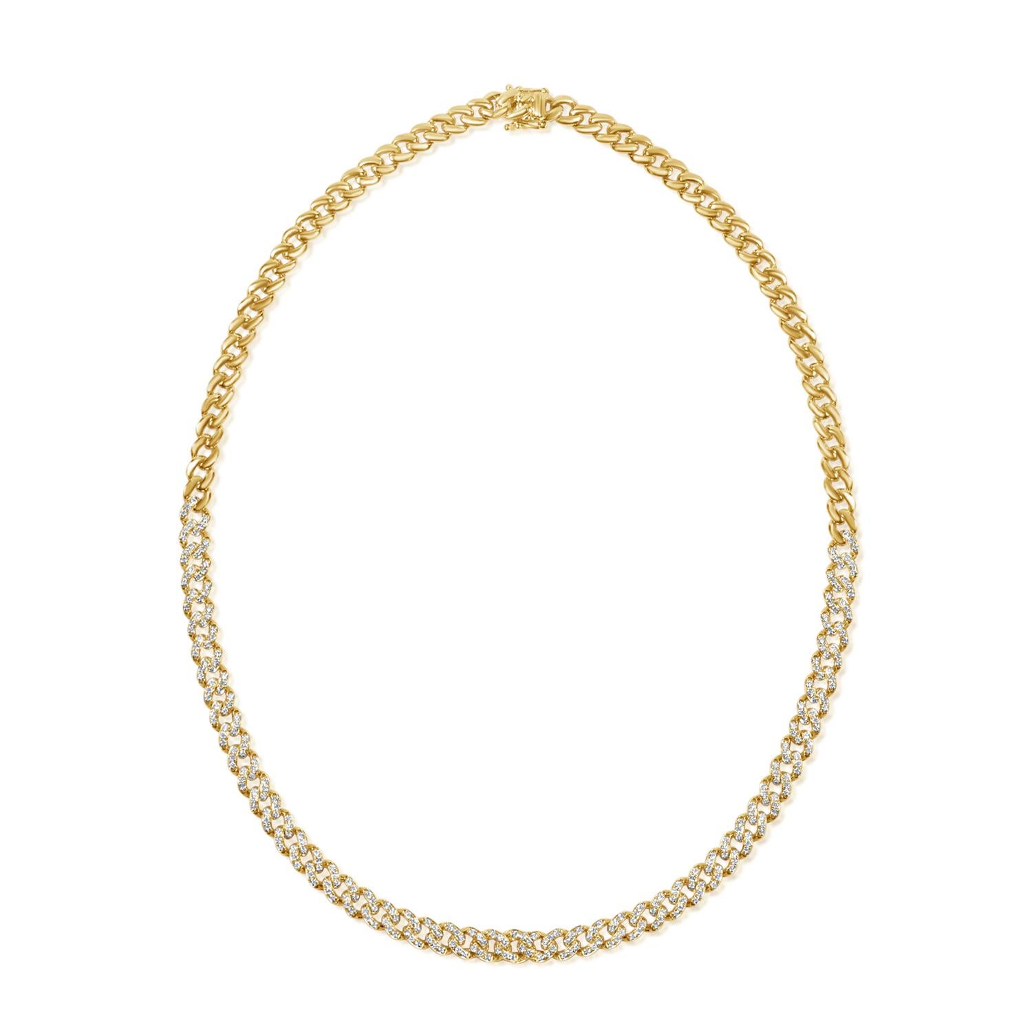 14K GOLD CURB LINK DIAMOND NECKLACE

- Diamond Weight: 1.90 ct.
- Diamond Count: 312
- Gold Weight: 27.07 grams (approx.)
- Necklace Length: 16 inches

This piece is perfect for everyday wear and makes the perfect Gift! 

We certify that this is an