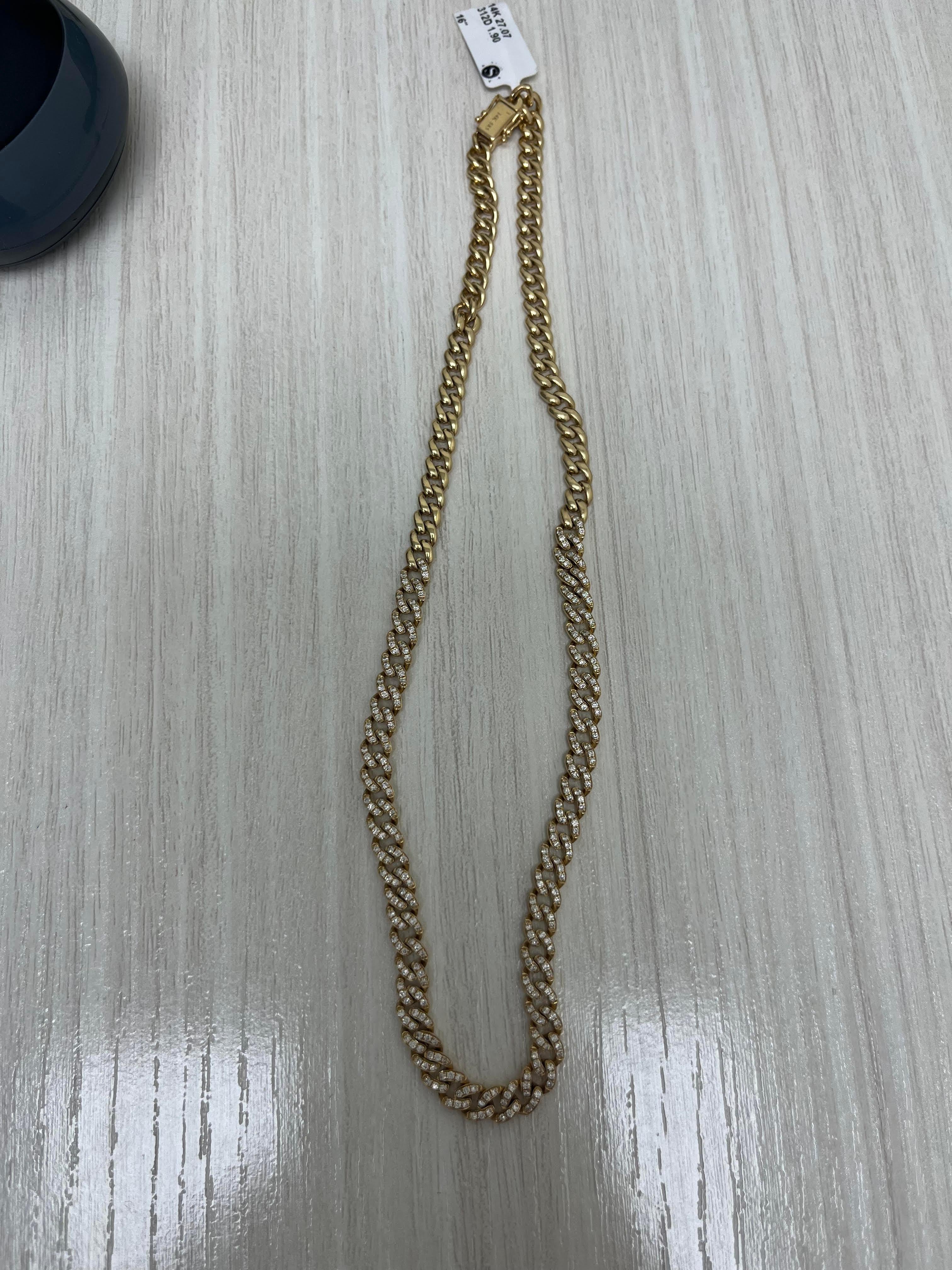 Contemporaneo Collana con diamanti A Link in oro 14k in vendita