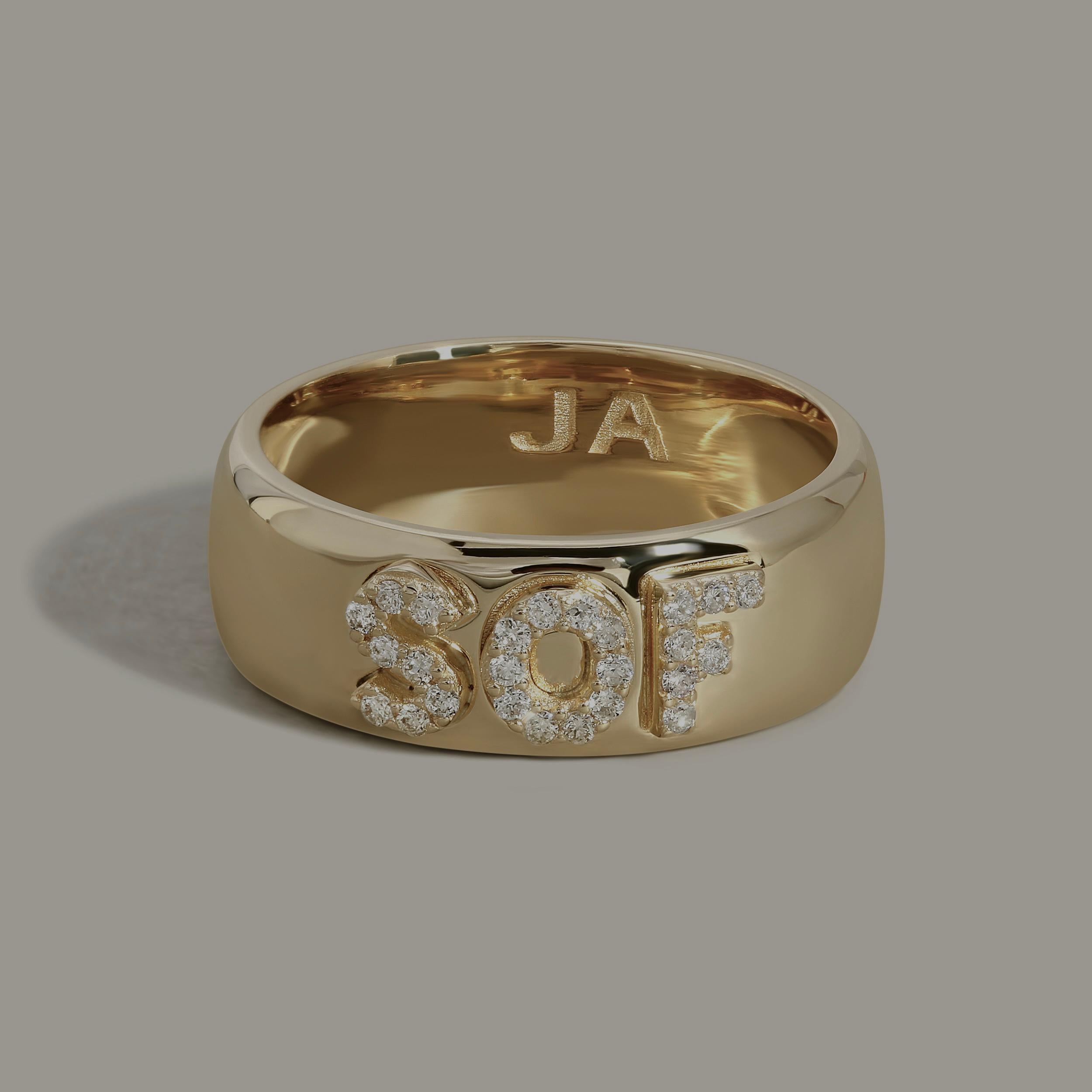 For Sale:  14k Gold Custom Diamond Initial Ring 3