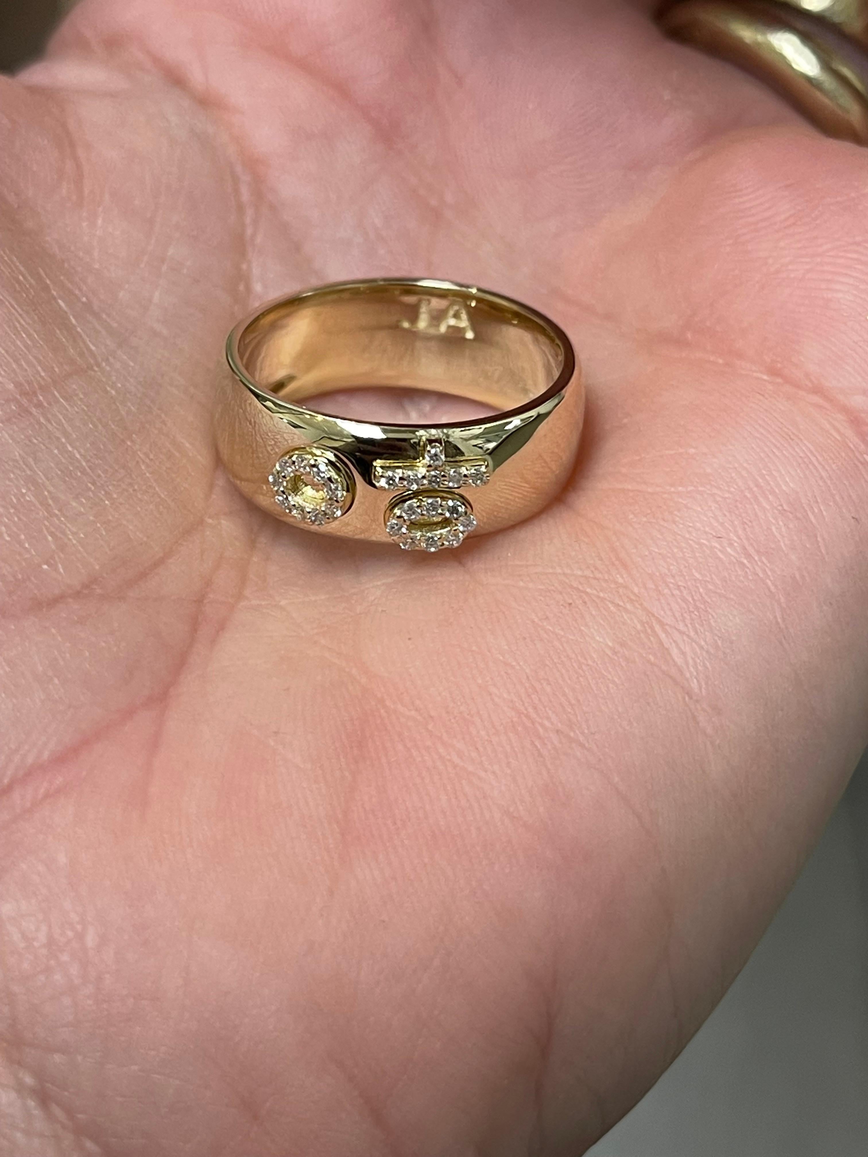 For Sale:  14k Gold Custom Diamond Initial Ring 4