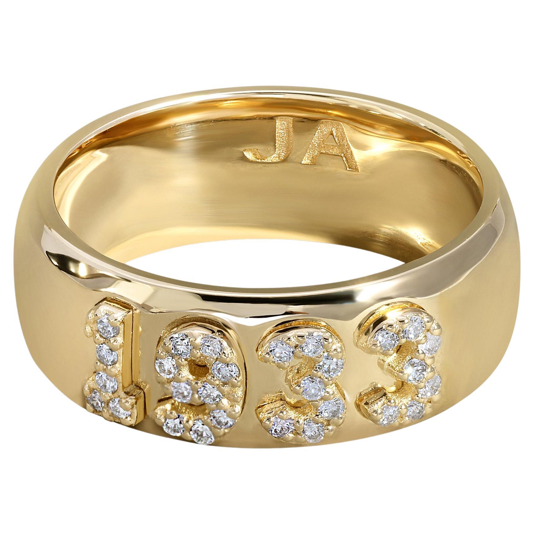 For Sale:  14k Gold Custom Diamond Initial Ring