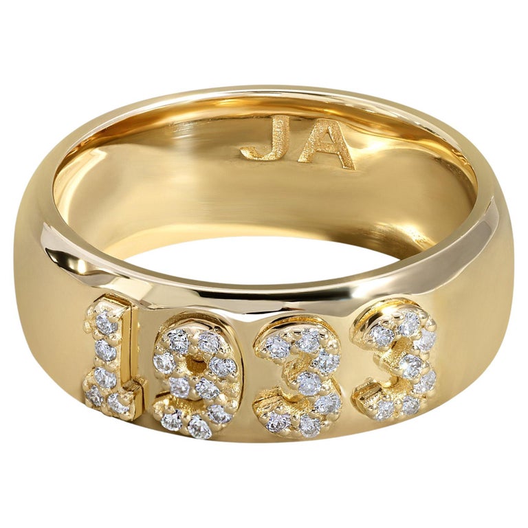 Customizable 14k Gold Custom Diamond Initial Ring For Sale at 1stDibs