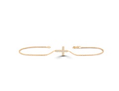 14k Gold Dainty Cross Bracelet Tiny Cross Diamond Bracelet Religious Bracelet