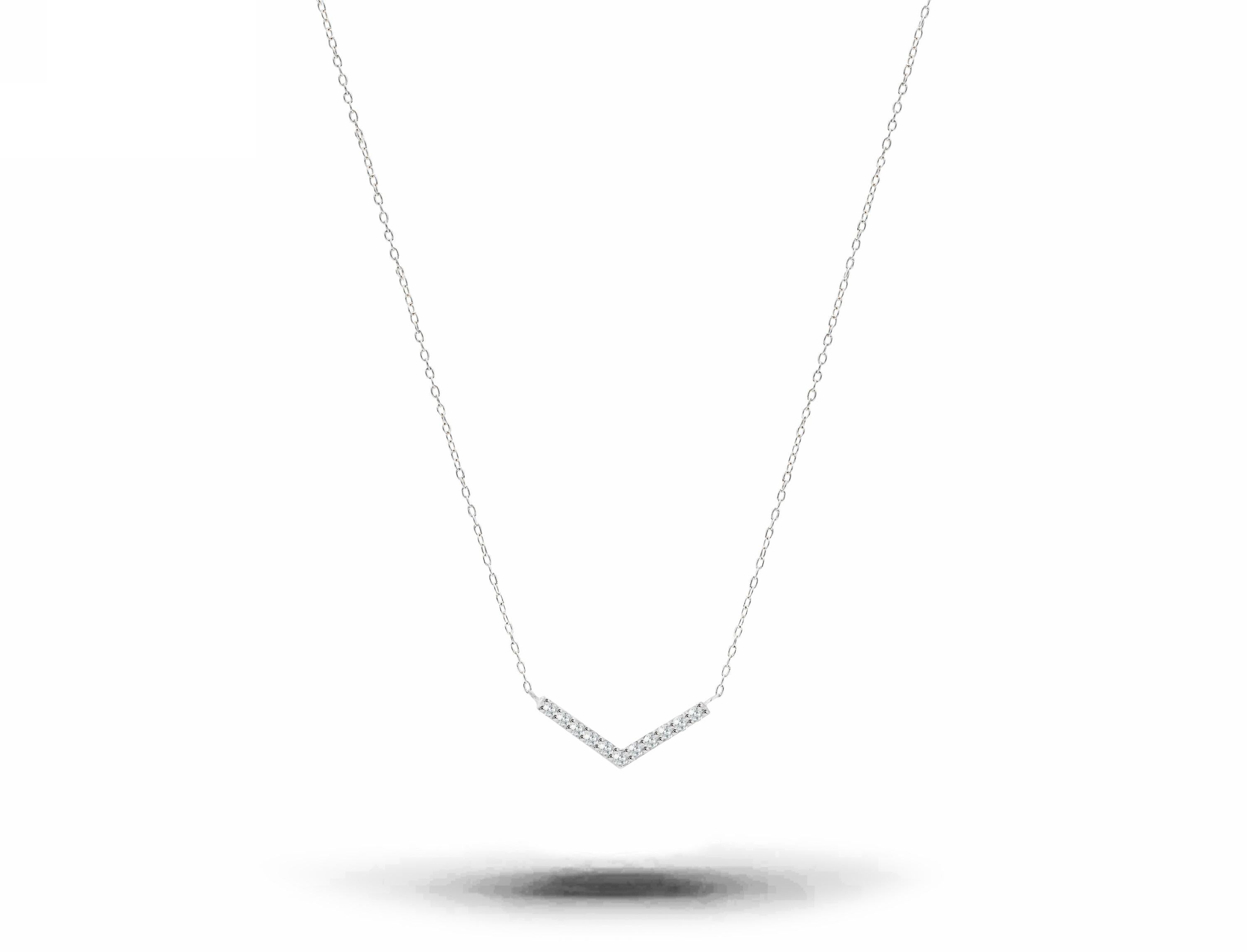 Moderne Collier en or 14 carats pavé de diamants « Dainty Pave », cadeau de Valentin moderne et minimaliste en vente