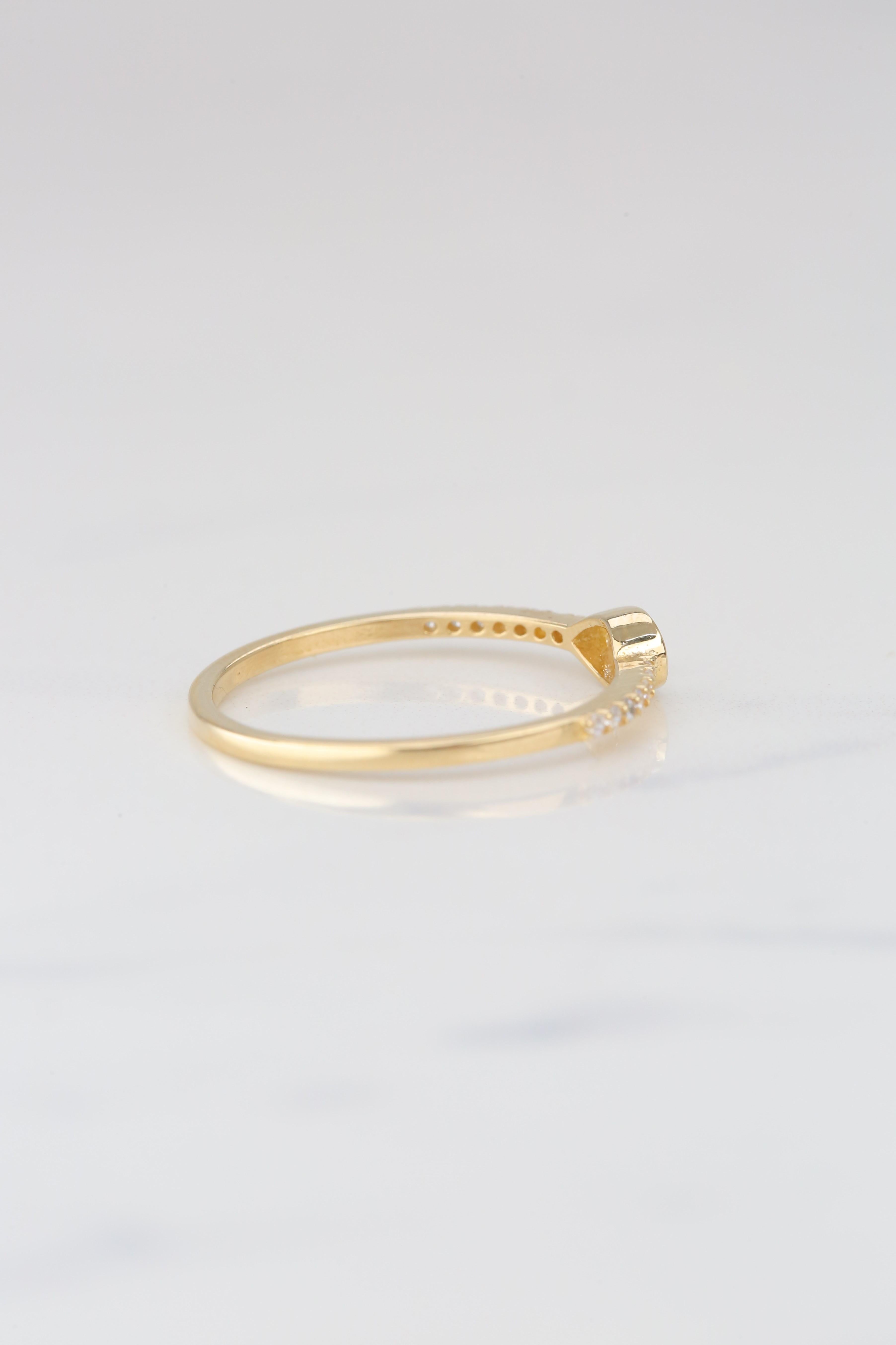14K Gold Dainty Pear Shape Zircon Ring, Minimalist Ring 6