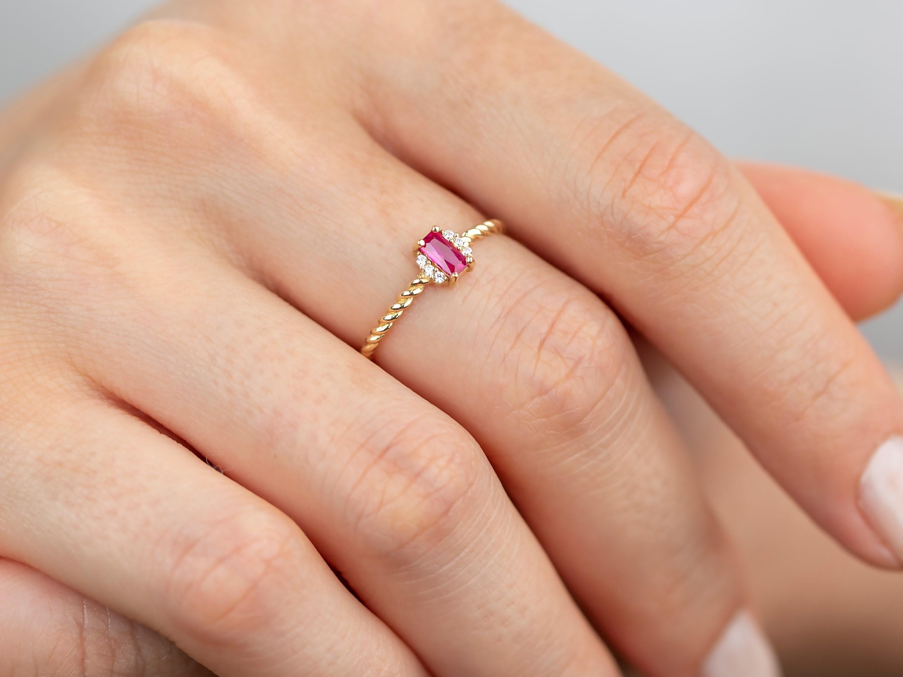 14K Gold Dainty Pink Quartz and Zircon Ring 2