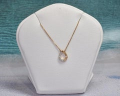 14k Gold Dainty Teardrop Necklace Diamond Cluster Layering Necklace