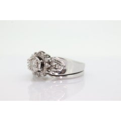 14k Gold daisy Ring. Round HALO Diamond Sunburst Starburst Cluster Ring.