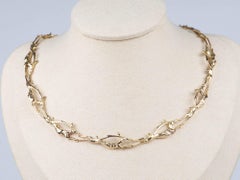 14K Gold Deer Motif Choker Necklace Tasaki Japanese Designer Brand 24g V1216