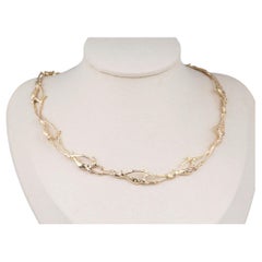 14K Gold Deer Motif Choker Necklace Tasaki Japanese Designer Brand 24g V1216