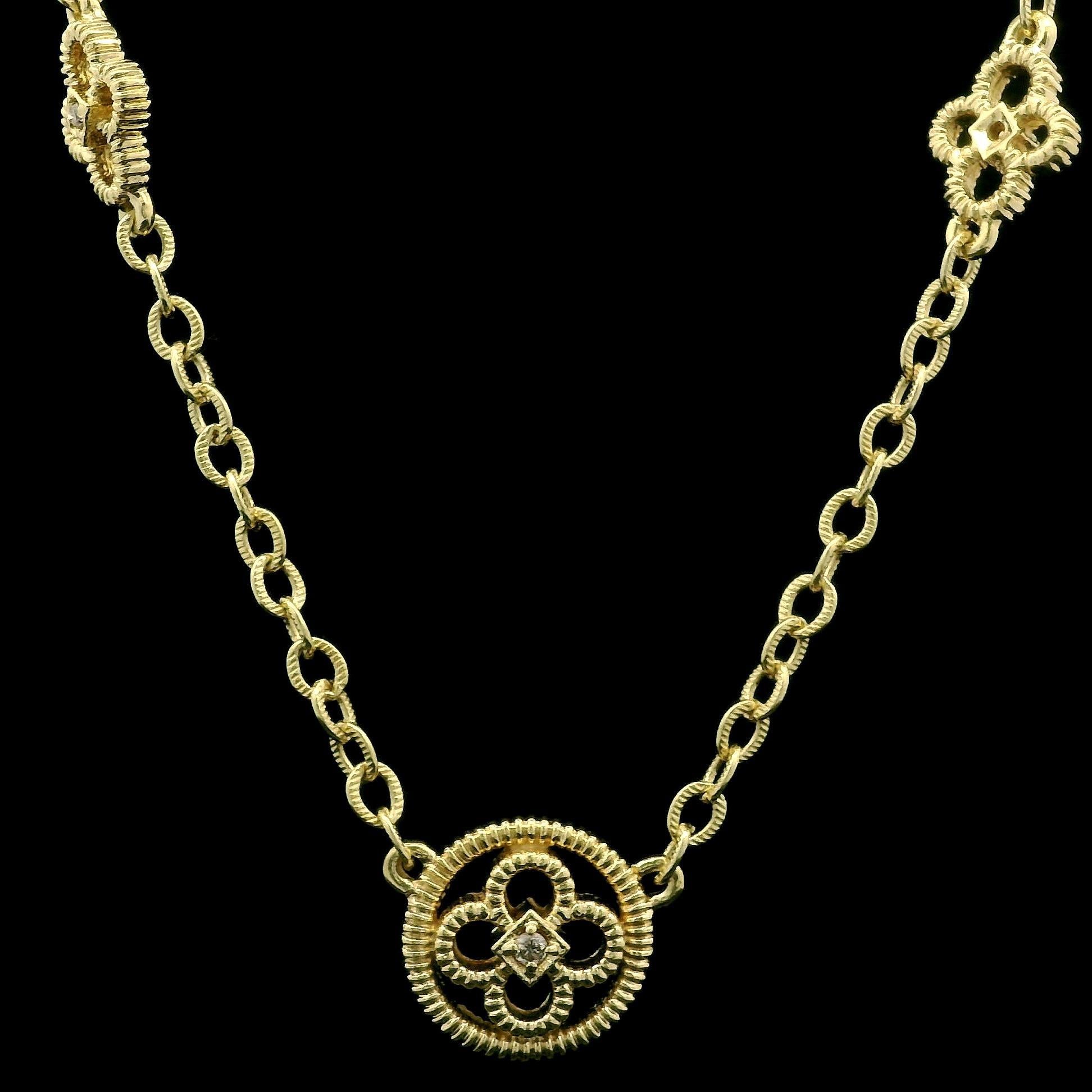 --Pietre: --
(7) Diamanti naturali autentici - taglio brillante rotondo - incastonati - diamanti Brillianti Whiting - 0,10ctw (circa)

Materiale: Oro giallo massiccio 14k
Peso: 15,86 grammi
Tipo di catena: 17 pollici - Maglia a cavo testurizzata -