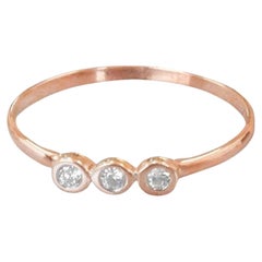 14k Gold Diamant-Ring mit 1,9 mm und drei Diamanten in Dreier-Diamant-Ring
