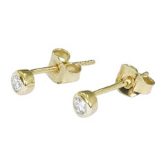 14k Gold Diamond 2.2 mm Dainty Diamond Stud Earrings Bezel Set Diamond Earrings