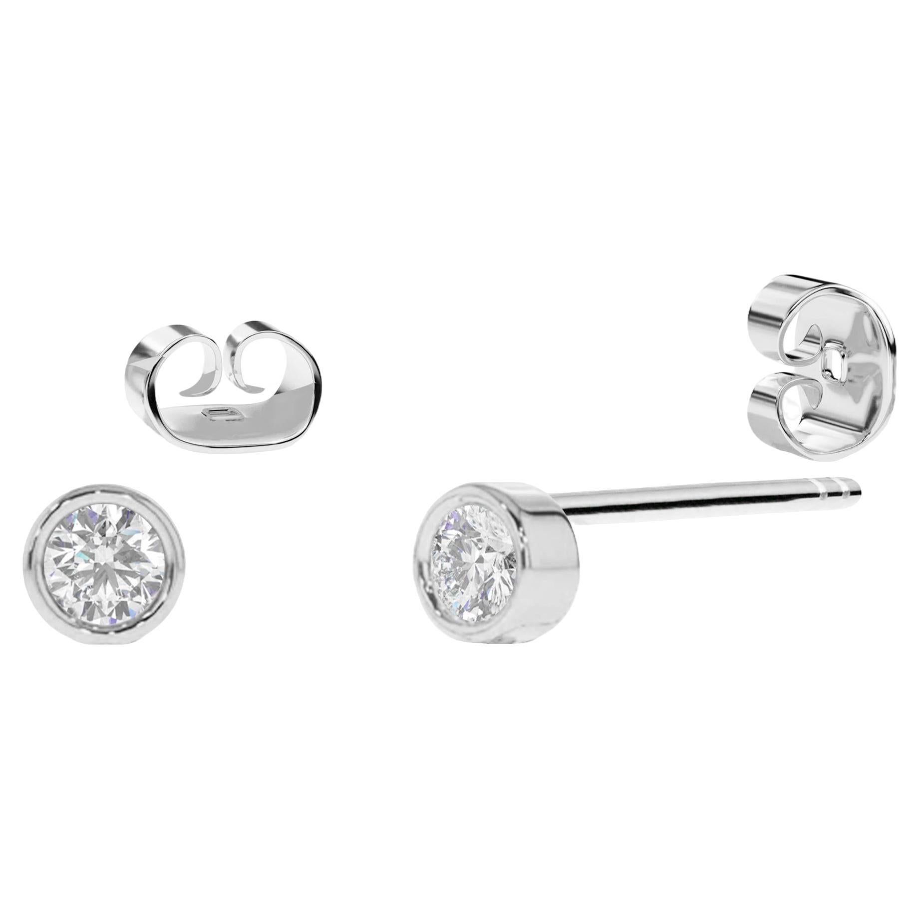 14k Gold Diamond 2.5 mm Dainty Diamond Stud Earrings Bezel Set Diamond Earrings