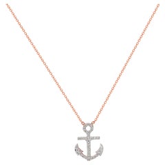 14k Gold Diamond Anchor Necklace Ocean Necklace Dainty Diamond Minimalist