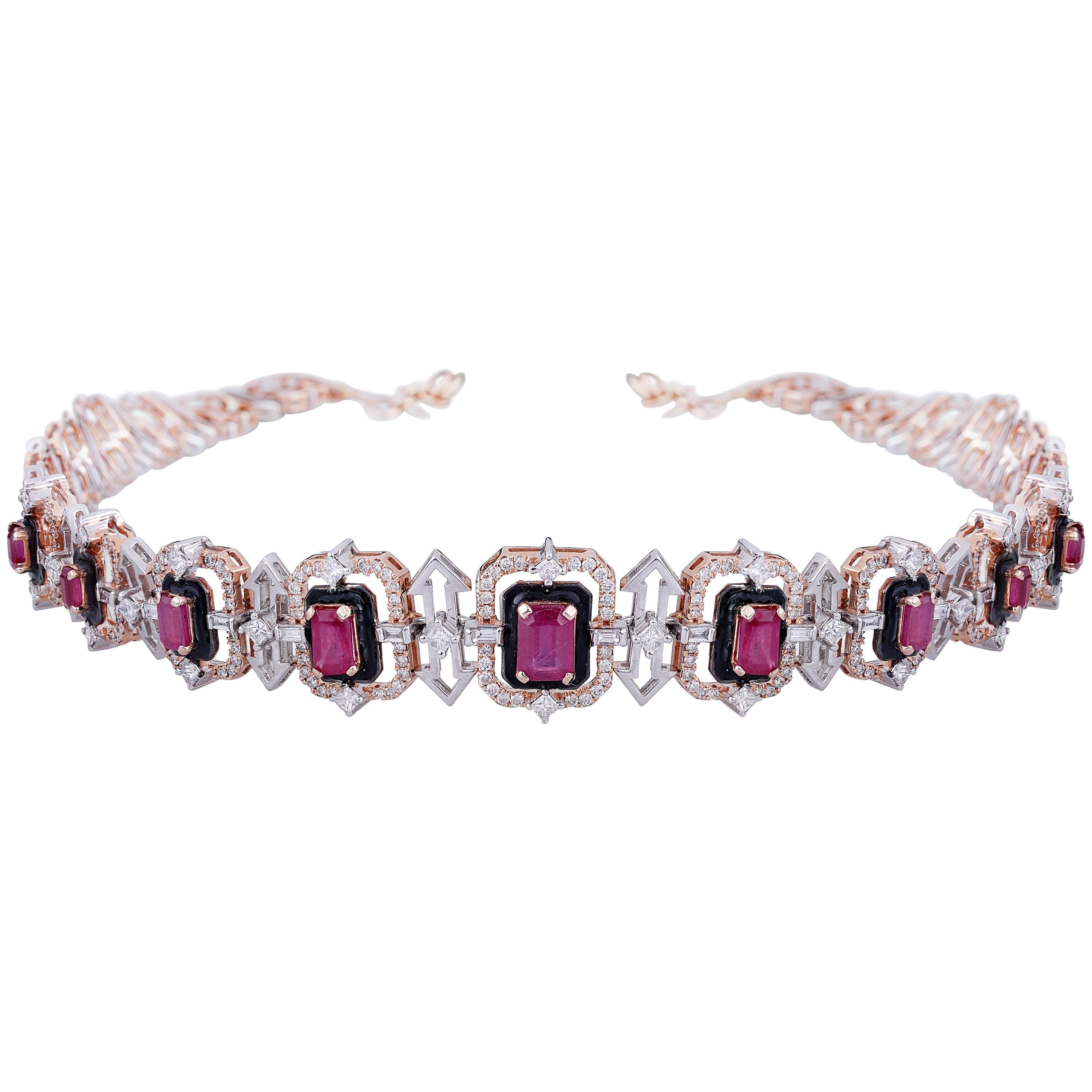 18th Century Ruby and Diamond Earrings and Necklace DemiParure at 1stDibs