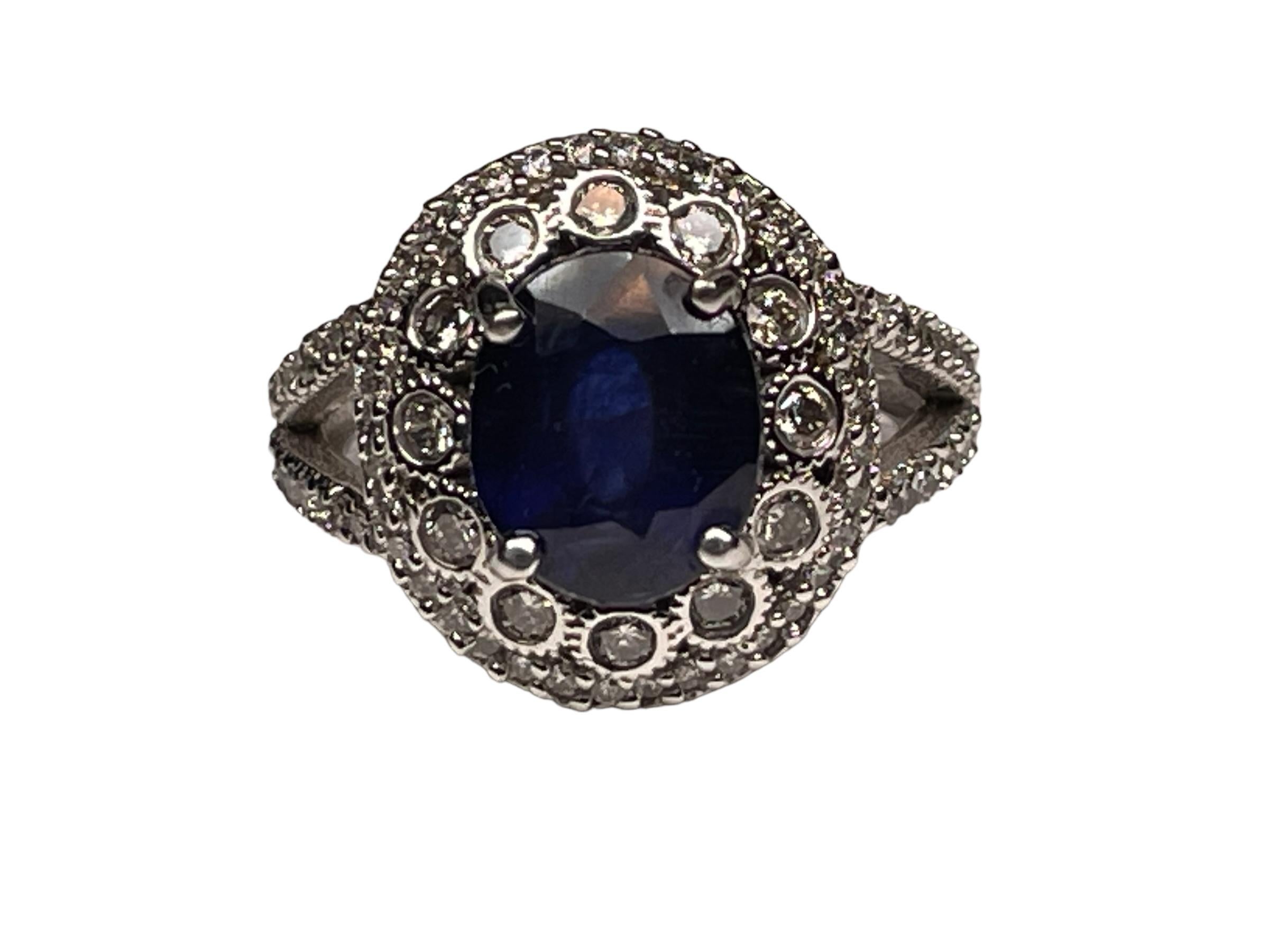 14K Gold Diamond And Sapphire Ring For Sale 8