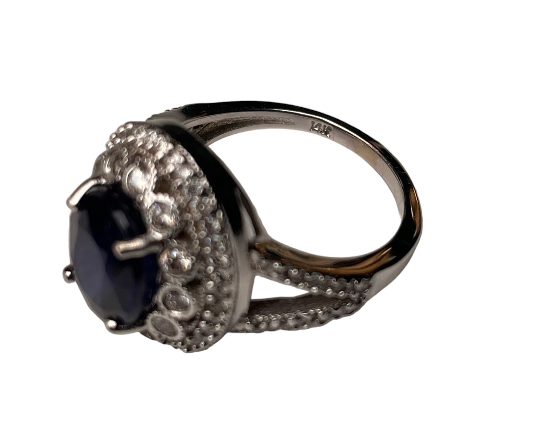 14K Gold Diamond And Sapphire Ring For Sale 9