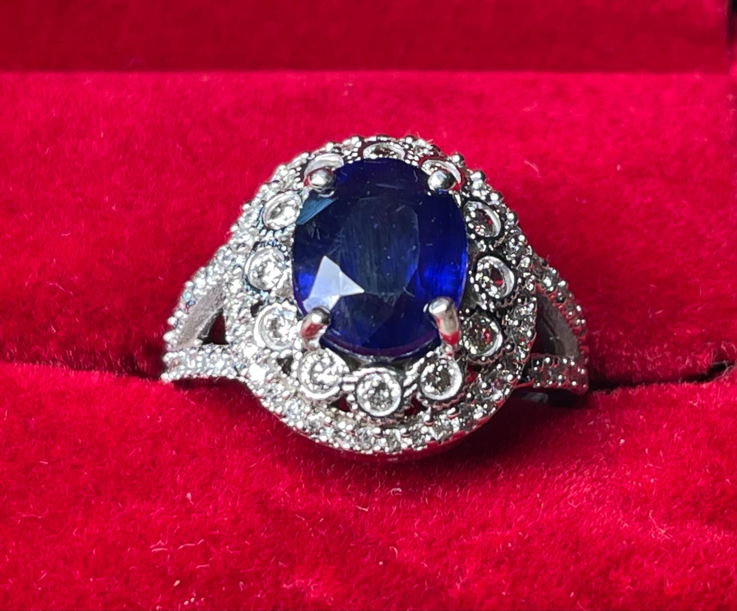 14K Gold Diamond And Sapphire Ring For Sale 1