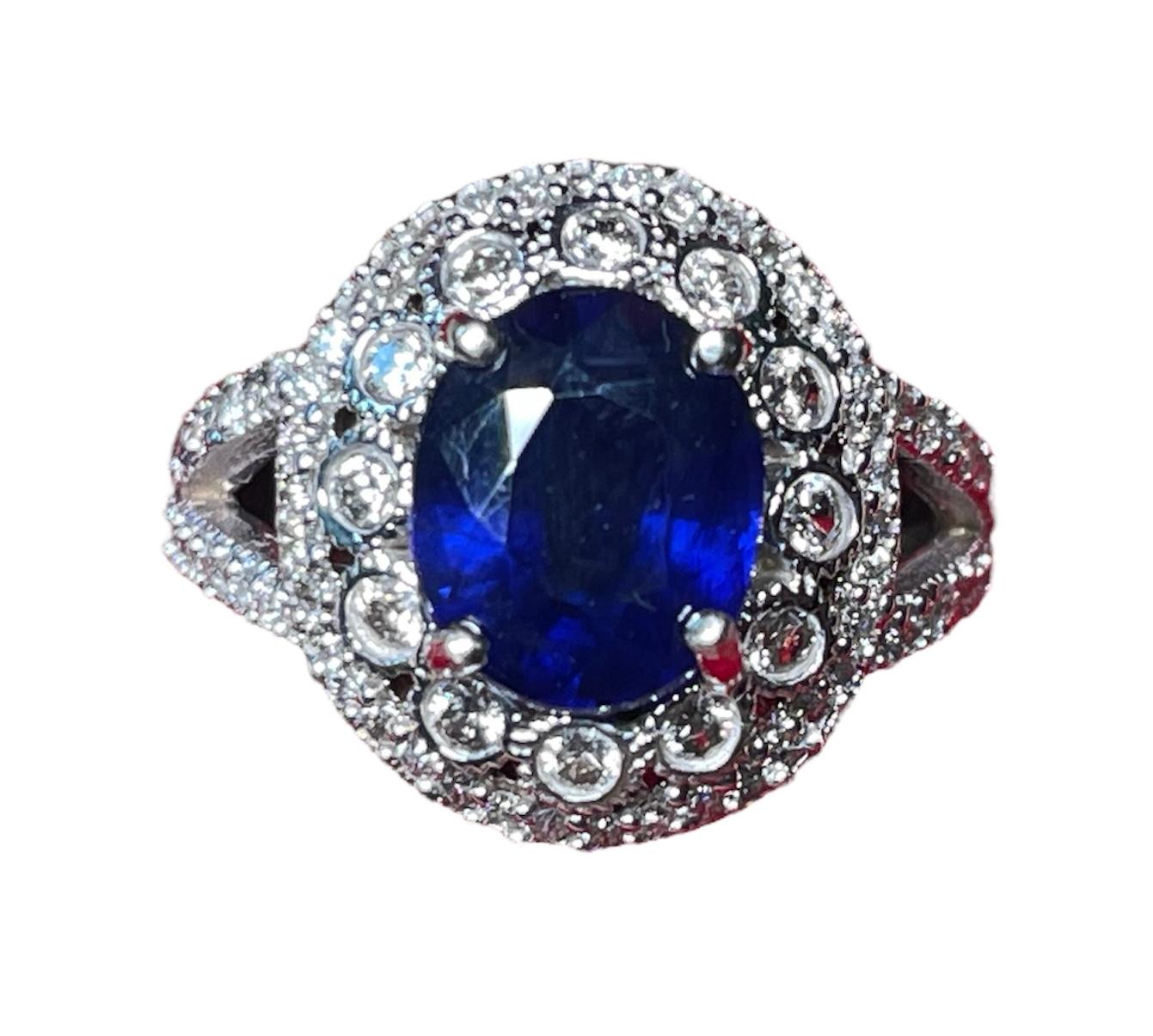 14K Gold Diamond And Sapphire Ring For Sale 3